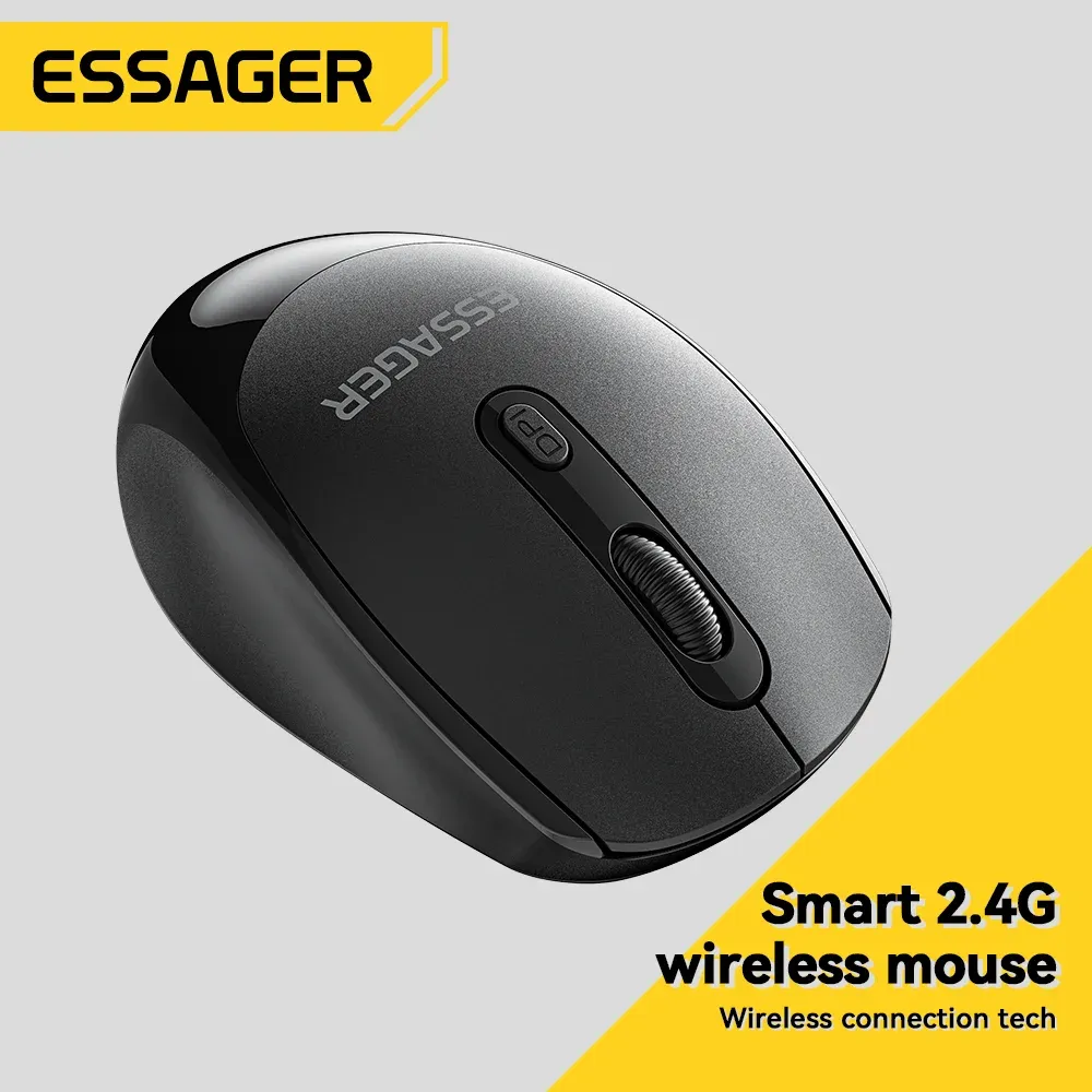 Gadgets Essager mouse sem fio bluetooth 2.4g silent rates 1600 dpi para macbook tablet laptop para laptop pc acessórios sem fio mouse