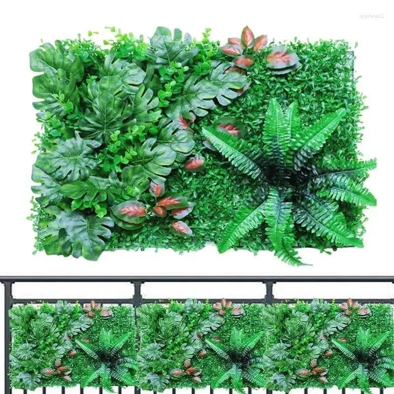 Decorative Flowers Artificial Grass Wall PanelsWall Backdrop Backyard Fence Panel Privacy Screen Leaf Vine Hedge