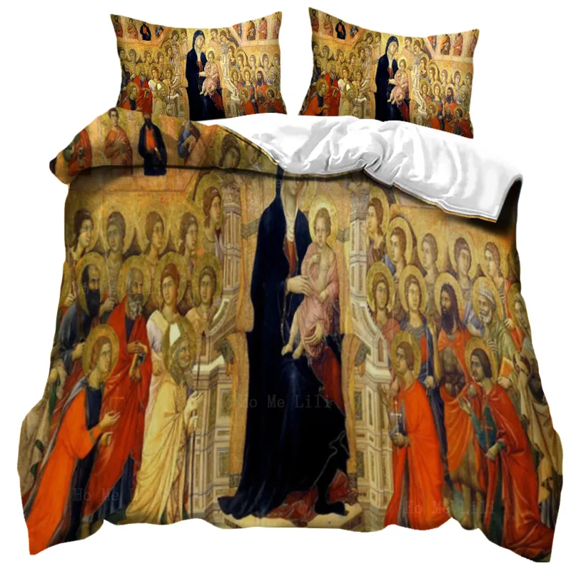 Renaissance Giotto's Majesty Holy Fami Saint Johns Siedem Joys of Virgin Medieval Duvet Cone