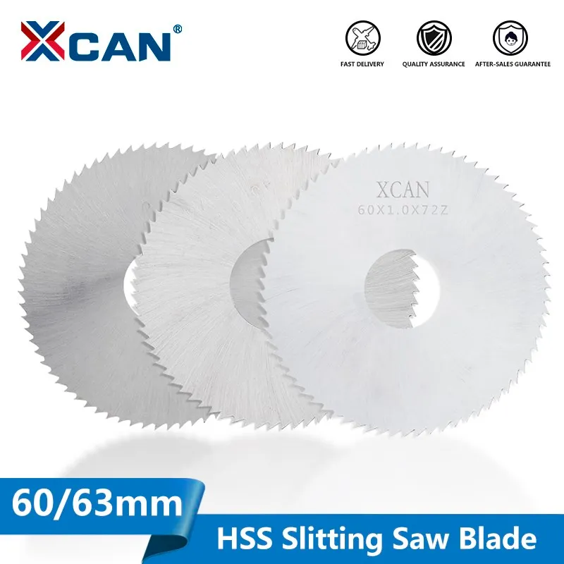 XCAN Slitting & Slotting Saw Blade 60 63mm High Speed Steel Circular Saw Blade for Slitting Saw Cutter Cutting Tool