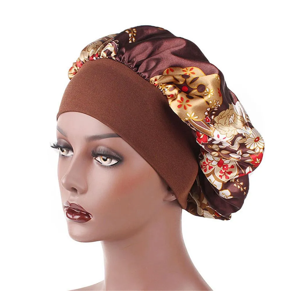 thumbnail image 2 of Women's Satin Sleep Cap – Floral Pattern – Adjustable Silk-Like Hair Bonnet – One Size – Unbranded 2 of 4