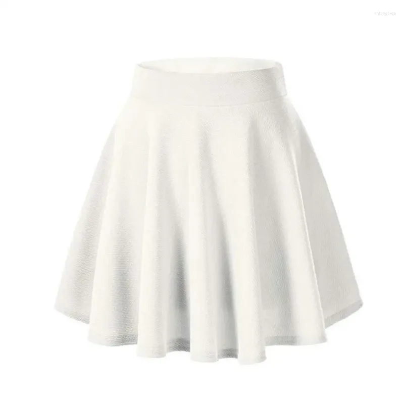 Юбки Женщины Основная юбка для фигуриста высокая талия A-Line Solid Color Short Femininas Saias Femininas
