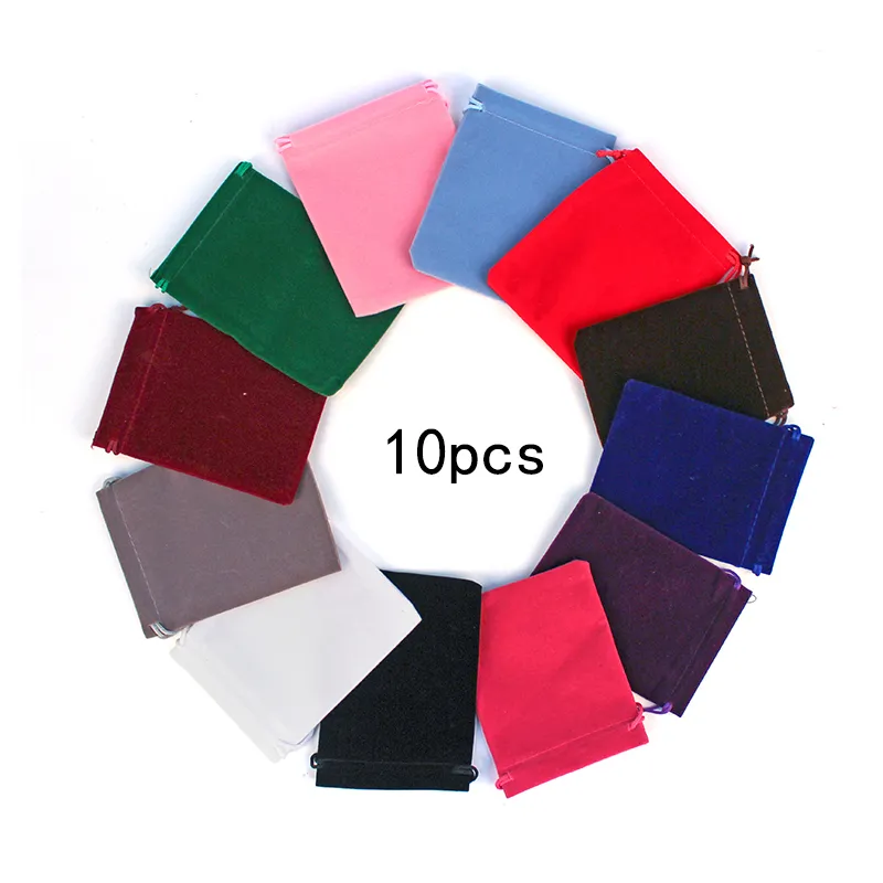 10pcs 11 couleurs Sacs de velours de stockage de haute qualité Perles / thé / bonbons / bijoux Sac à coutri