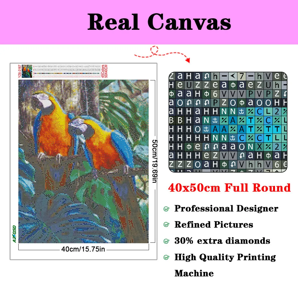 AZQSD Full Square Diamond Painting Parrot Picture Of Rhinestones Diamond Embroidery Animals Mosaic Handicraft Decor For Home