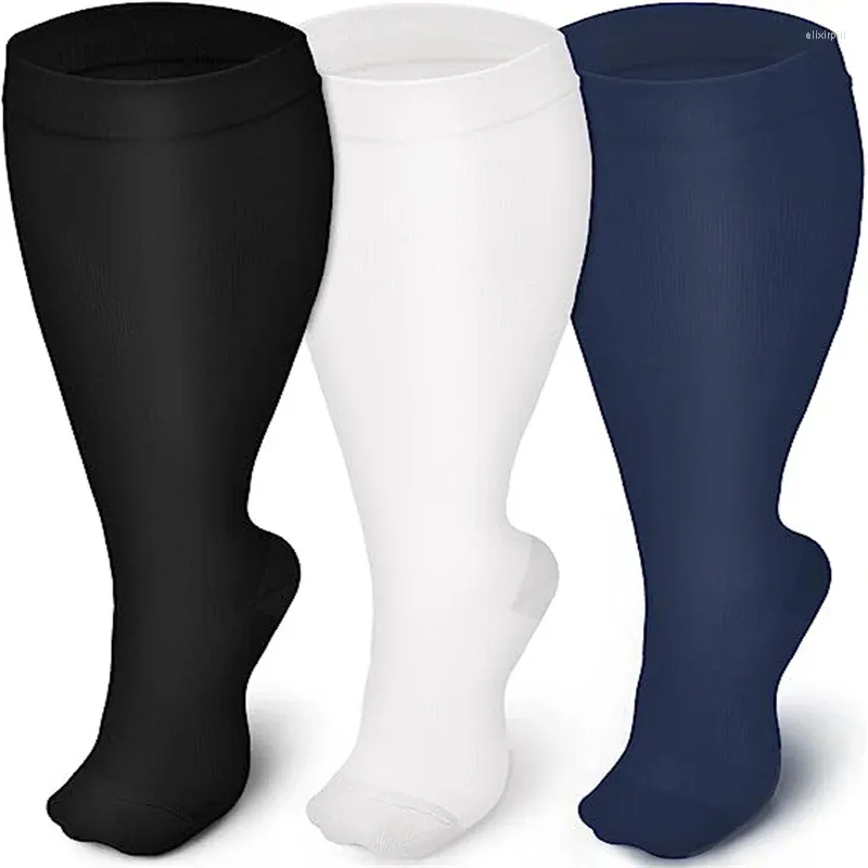 Men's Socks Compression Plus Size Solid Color Sports Running Women Men Extra Fat For Fitness Weight Loss 2XL-7XL