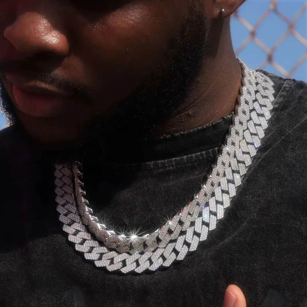 Iced Out Hiphop Jewelry Sterling Sier Buss Down Down 15mm VVS Moissanite Cuban Chain