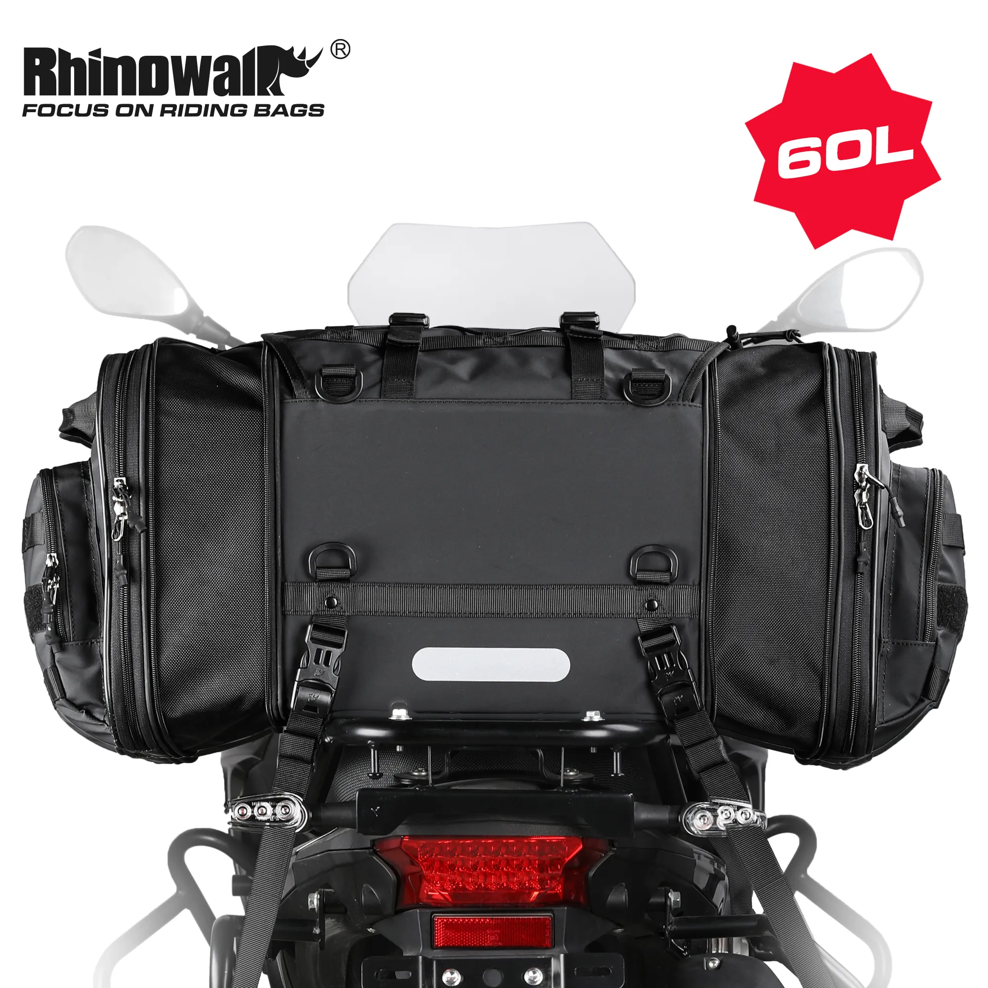 RHINOWALK EMPRÉPERSIR 40-60L MOTOCULATION ARRIÈRE SAGLE ARRIÈRE BIG CAPACITY SAGAGE DE VOYAGE EXTÉRIEURE