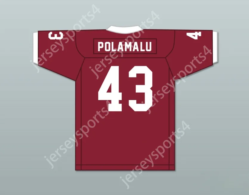 Custom eine Namensnummer Herren Jugend Troy Polamalu 43 Douglas High School Trojaner Crimson Football Trikot 2 Top S-6xl