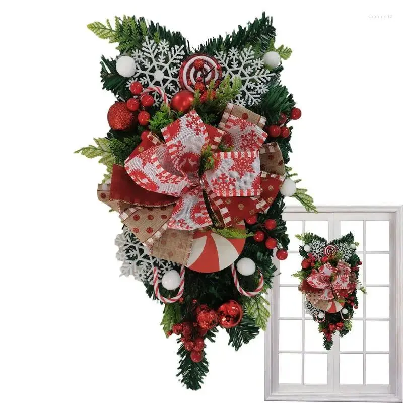 Fleurs décoratives de Noël de chandoue de Noël couronne de butin avec ornements suspendus pour la porte d'entrée décorations de la maison