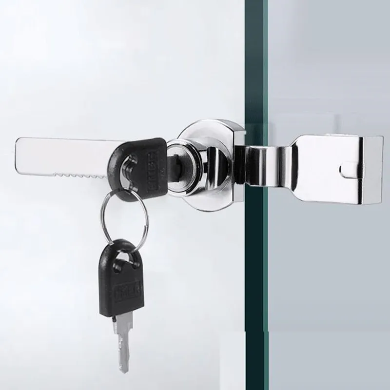 1SET INGEN DRONDERING CACYET DISPLAY SHOWCASE LAWER LOCK Slidande glas Tryck på dörr Ratchet skåplås med 2 nycklar