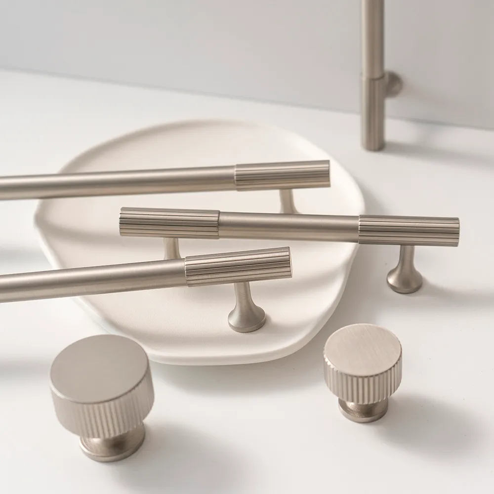 Solid Brass Vertical Line T Bar Drawer Vanity Knobs And Pulls For ...