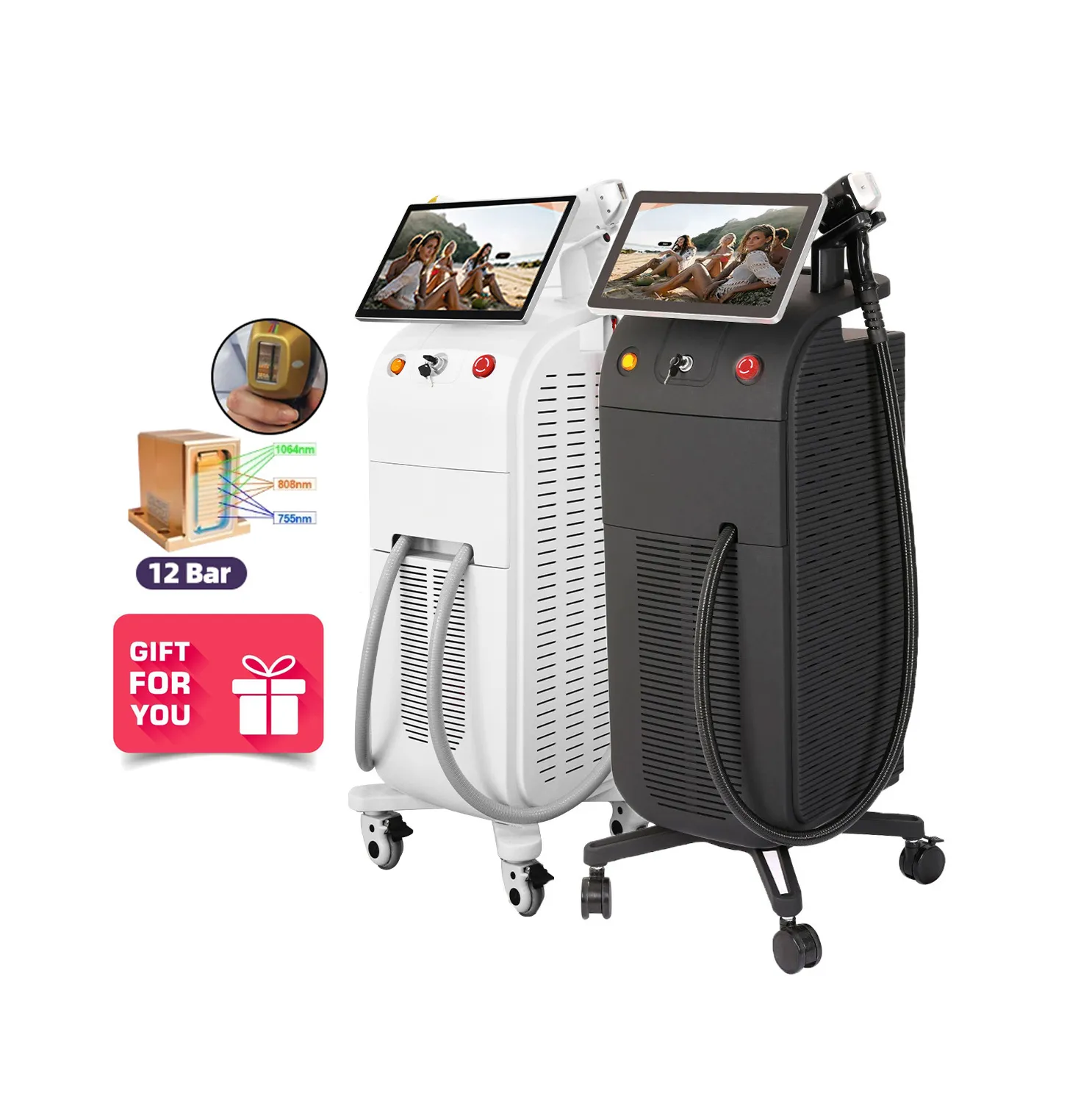 3 vague 755 808 1064NM 1200W Laser permanent Ice Titane Professionnel Diode Diode Laser Machine d'épilation Laser Prix