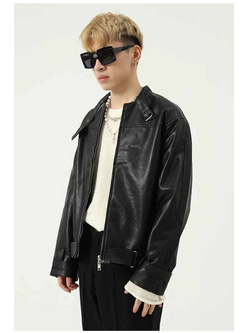 韓国製皮ジャケット ブラック。 メンズジャケット バイクジャケット レザージャケット ライダース