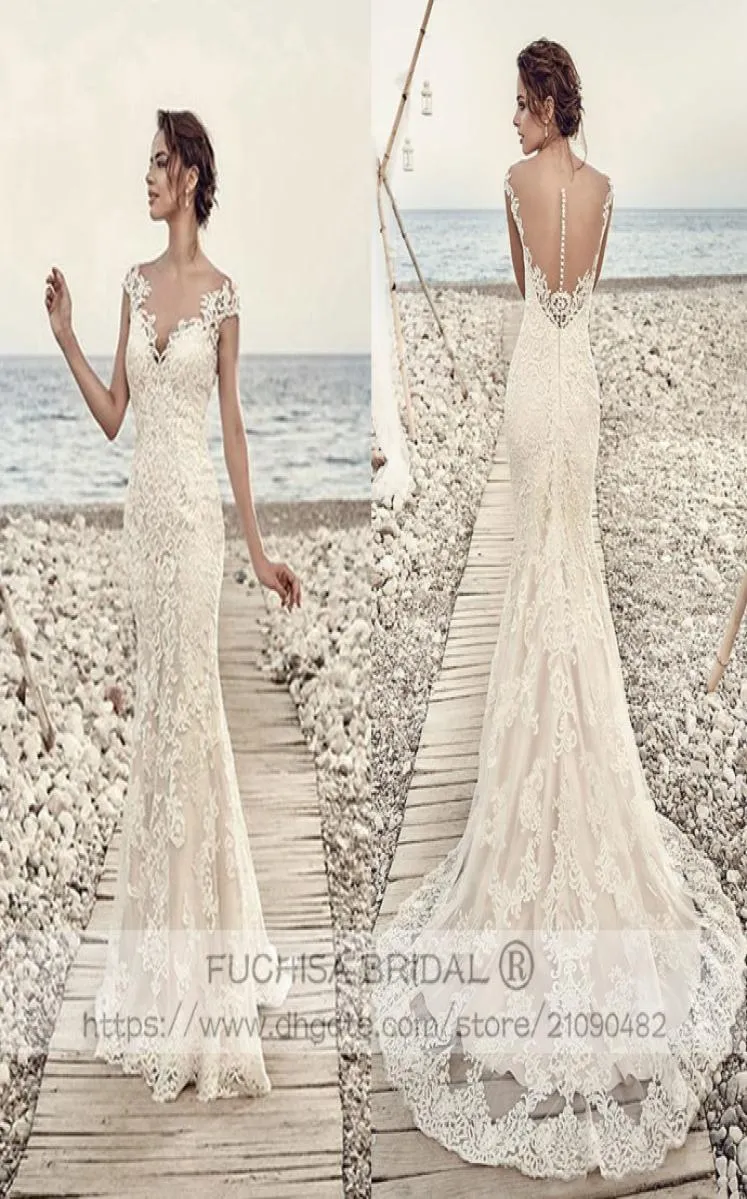 Abito da sposa in pizzo a manicotto con cappuccio con schiena illusione adatto per svanire abito da sposa sottile abito da sposa made 4429694 personalizzato