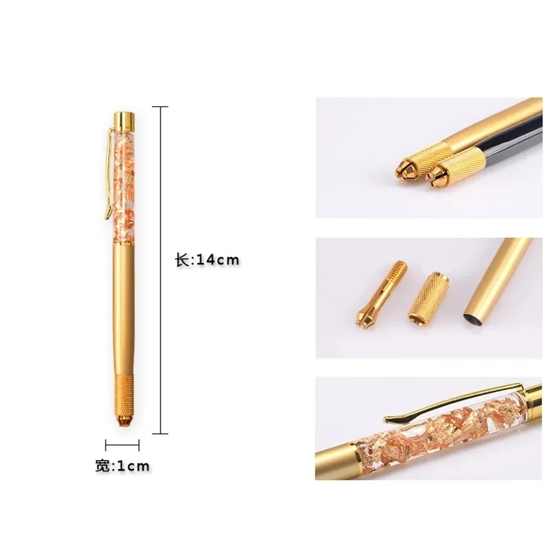 manuel Fluide Gold Foil 14 cm Tatouage Pen Microblading Permanent Makeup Makeuvrow Manual Pen 2 Utilisation pour les aiguilles plates ou rondes