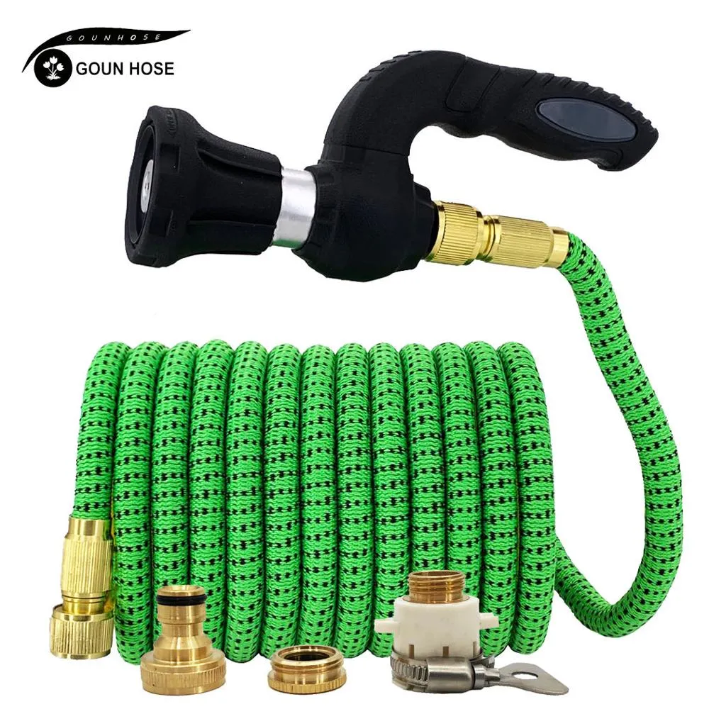 Telescopic Hose Adjustable Pistol Garden Hose Natural Latex Car Washer High Pressure Hose Shrink Flexibele Tuinslang Irrigation