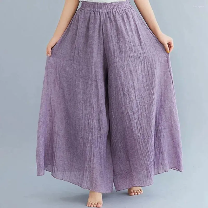 Calça feminina perna larga calça longa coleção elegante Casual Culottes Saia de cintura alta para todos os dias