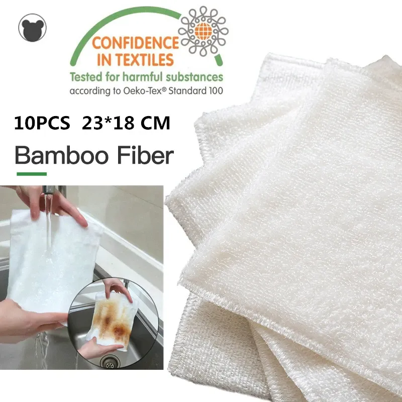 FAMÍLIA BAER 10pcs Eco-amigável para fibra de fibra de fibra de bambu Panos de pano de pano de petróleo antiaderente Acessórios de cozinha