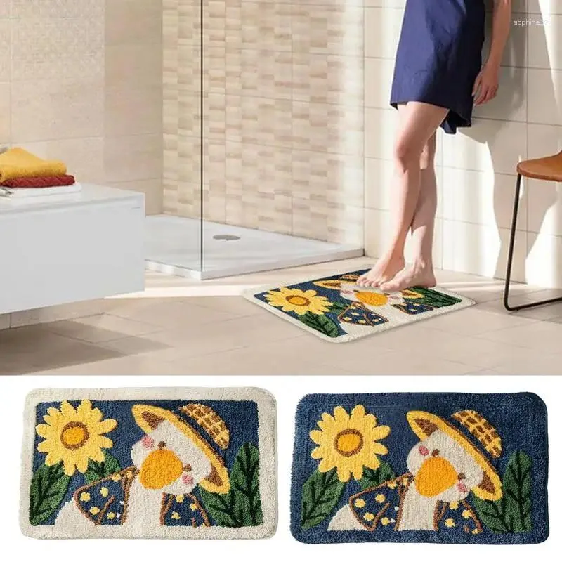 Carpets Cute Duck Plush Bathroom Absorbent Floor Mat Thick Imitation Cashmere Rug Non Slip & Quick Drying Door For Entrance