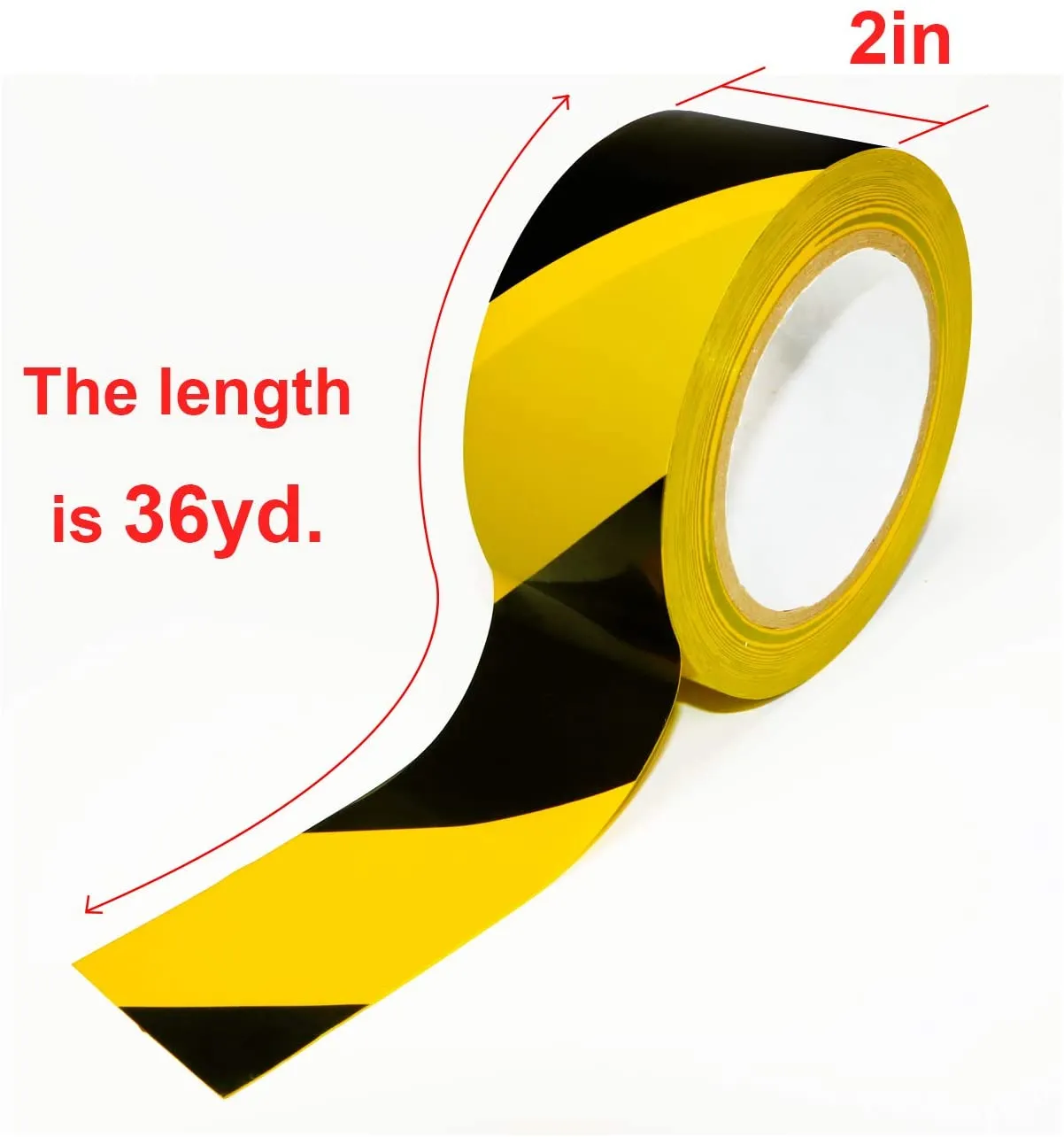 2inch Hazard Varning Säkerhet Tejp Golvmarkeringstejp Enkelsidig Social Distancing Masking Tape Vinyl Floor Road varningstejp