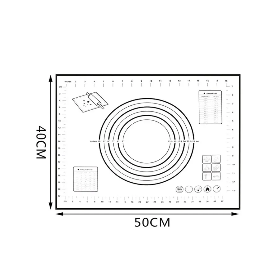 Extra stor 32 "x24" silikonbakningsmatta-non-stick non-glid konditory med mätningar av Leeseph (röd svart)