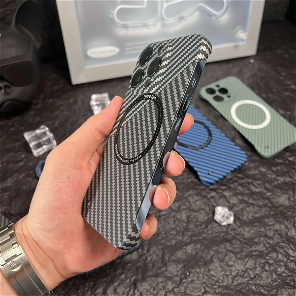 Magnetic case for iphone15 14 13 pro max aramid fiber phone case for macsafe for iphone 13 mini luxury carbon fiber14 plus cover