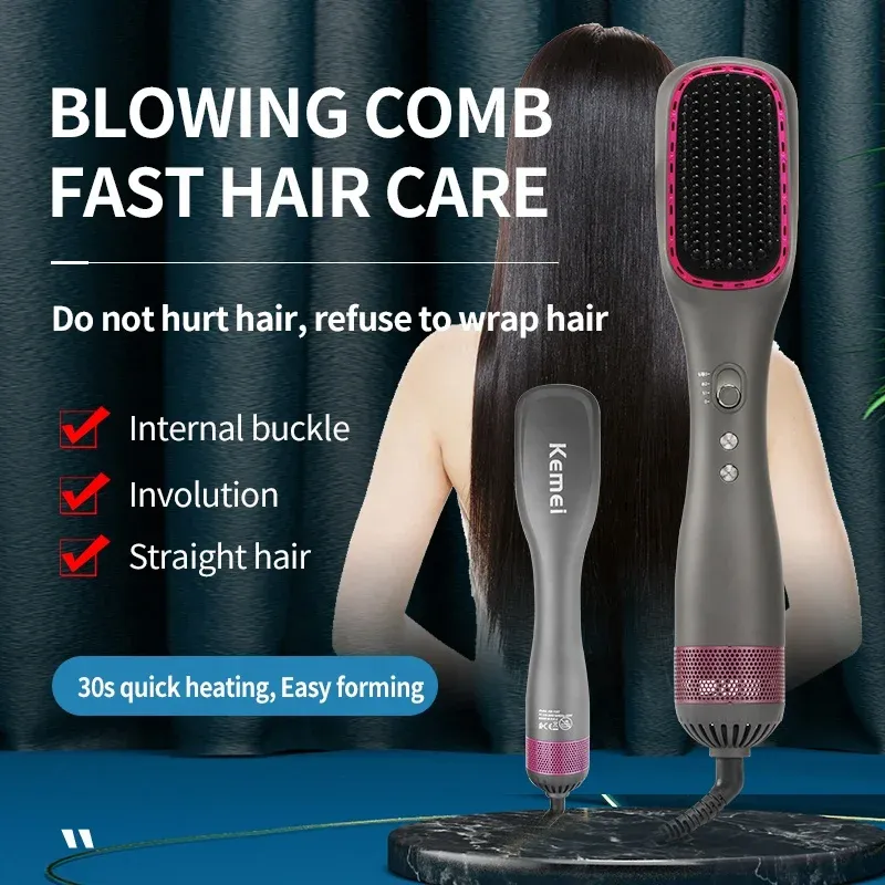 Borstels Kemei Elektrische haarborstel Multifunctionele Onestep Haardroger Ion Revaring Curling Iron Blower Comb Hot Air Styling Tool