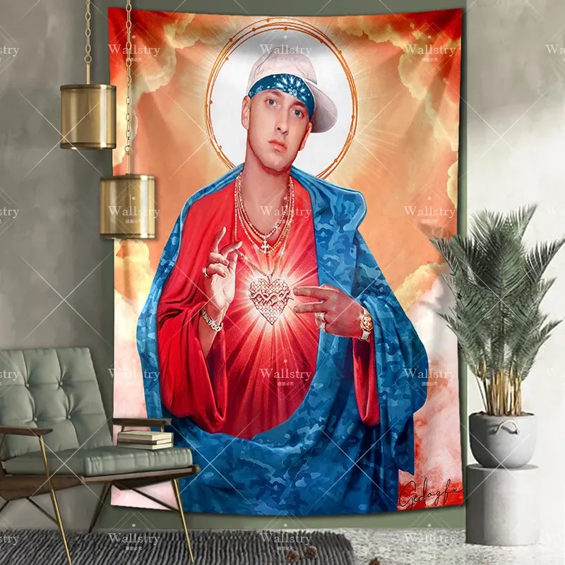 聖なる人物イエスは大きな布の壁を覆うミームのタペストリー美学の寝室の装飾カーペット背景布ヨガマット