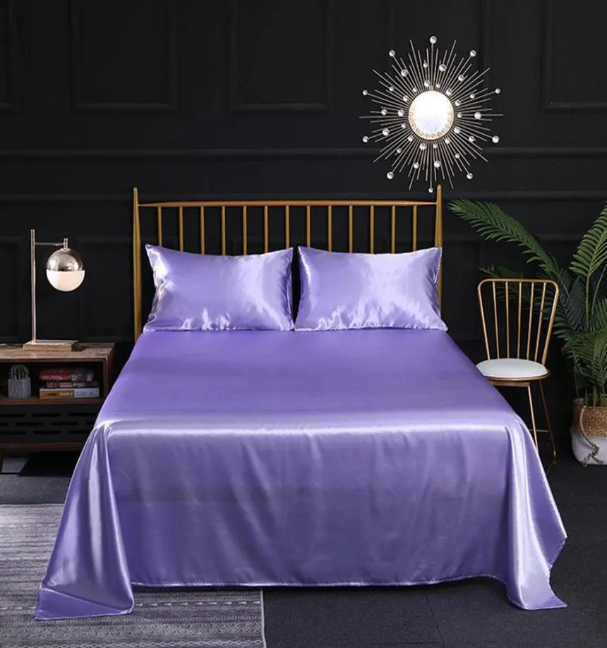 Satin Silk Bedding Set King Size Elegant Soft Tasteful Duvet Cover Queen Lavender Classic Home Textile Twin Bed Set with Pillowcas8729496