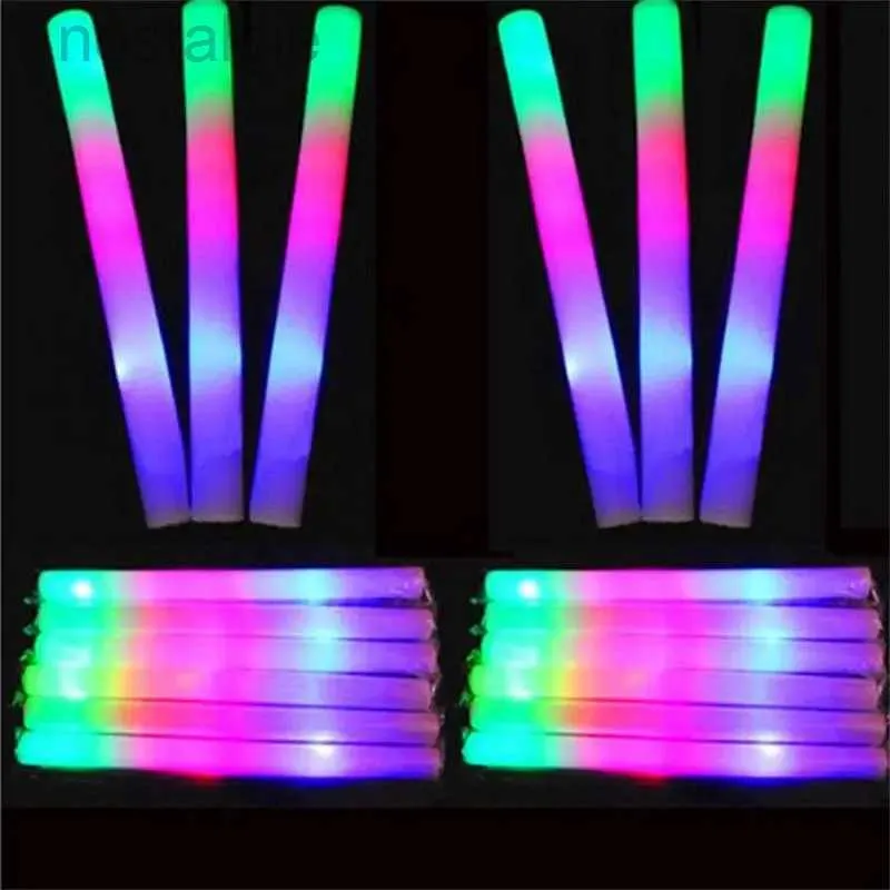 LED Rave Toy Light-up LED Colorful Foam Sticks Svamp Glödstickor Batonger Rally Rave Glow Wands Flashing Light Stick Party Cheer Supplie 240410