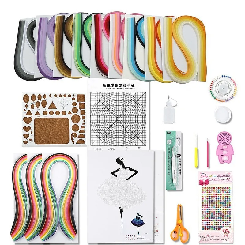 Quilling Paper Tool Set Paper Art Kits Color Paper Handmade DIY Origami Paper for Home Decor Art Paper Strips Tools