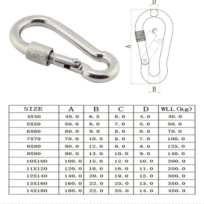 1pc Carabiner Crowe с страховой пружинной пряжкой.