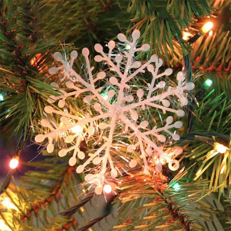 30pcs décorations de Noël blanc artificiel flocon de neige en plastique blanc faux flocon de flocon de Noël ornement du Nouvel An 2022 décor