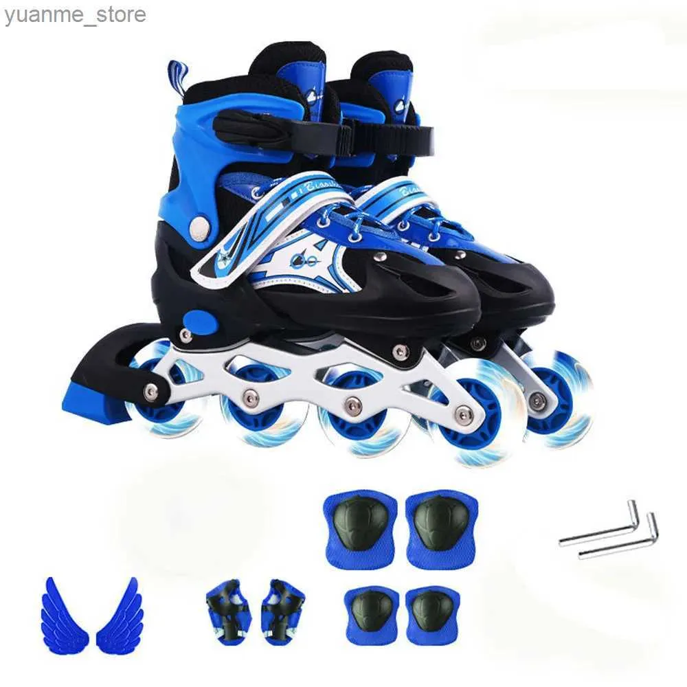 Inline rolschaatsen Kids Inline Roller Skate Shoes 4 Wheels Child Sneakers Beginner Boy en Girl Breathable Parkour Runaway Sport Indoor schoenen Y240410