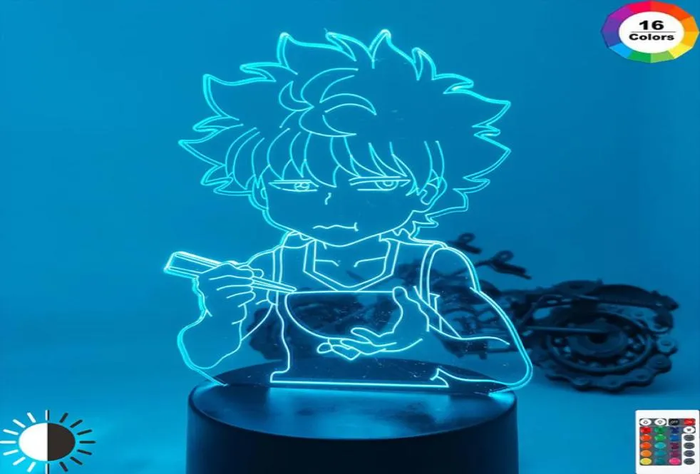 어린이 침실 장식 hxh 밤 애니메이션 선물 아크릴 네온 3D 램프 크리스마스 생일 killua 귀여운 DIY 새해 9834297