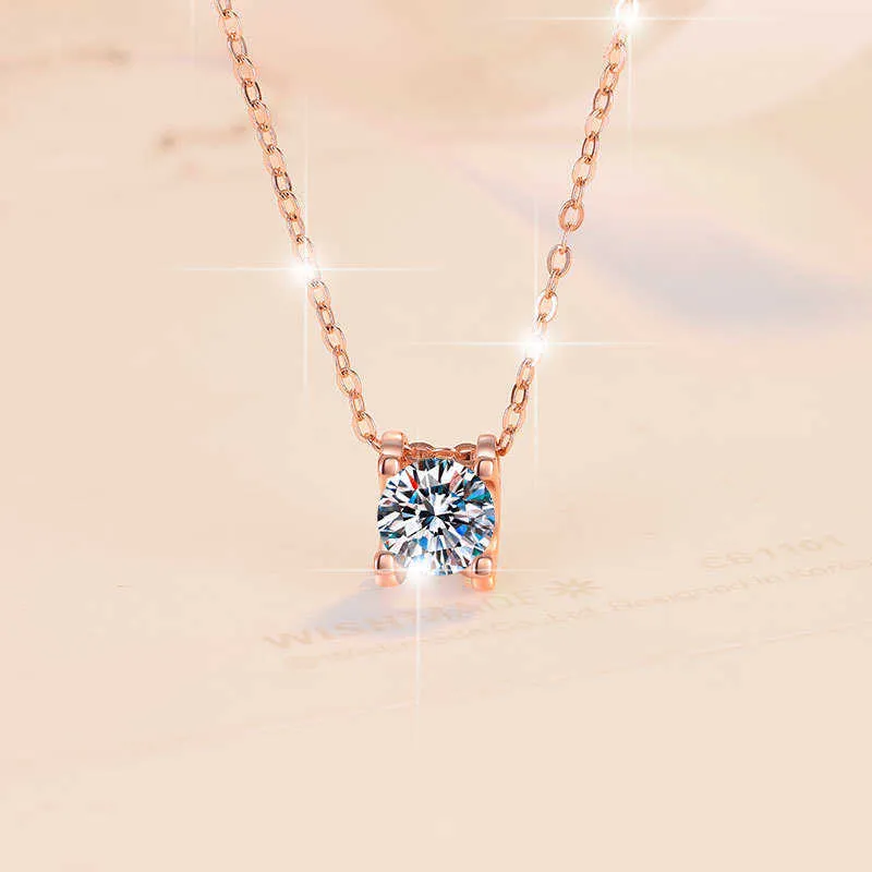 Классическая дизайн ювелирных ожерелий Мосан Каменное ожерелье с воротником розового золота Простая подвеска для головы 925 стерлингов с логотипом с логотипом
