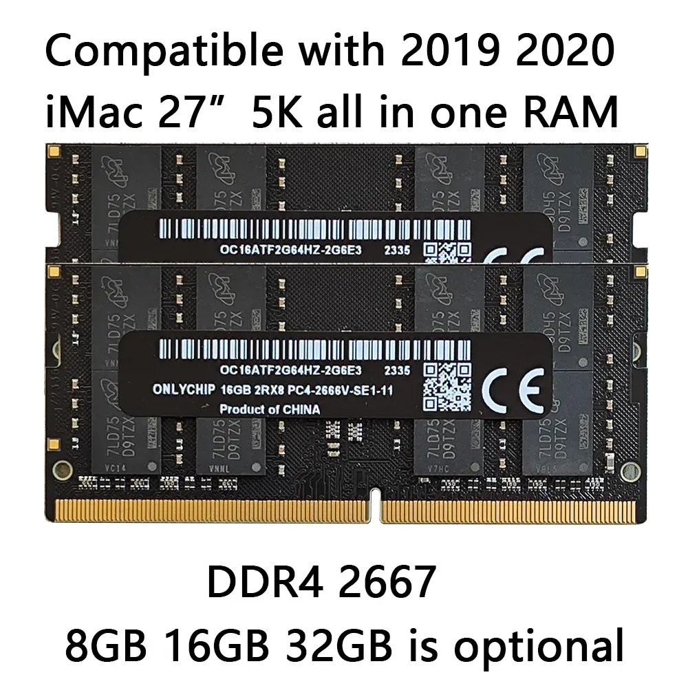 Rams, совместимые с 2020 2019 5K 27 -дюймовый IMAC 64GB 32 ГБ 16 ГБ 8 ГБ DDR4 2666 2667 Apple Allinone PC