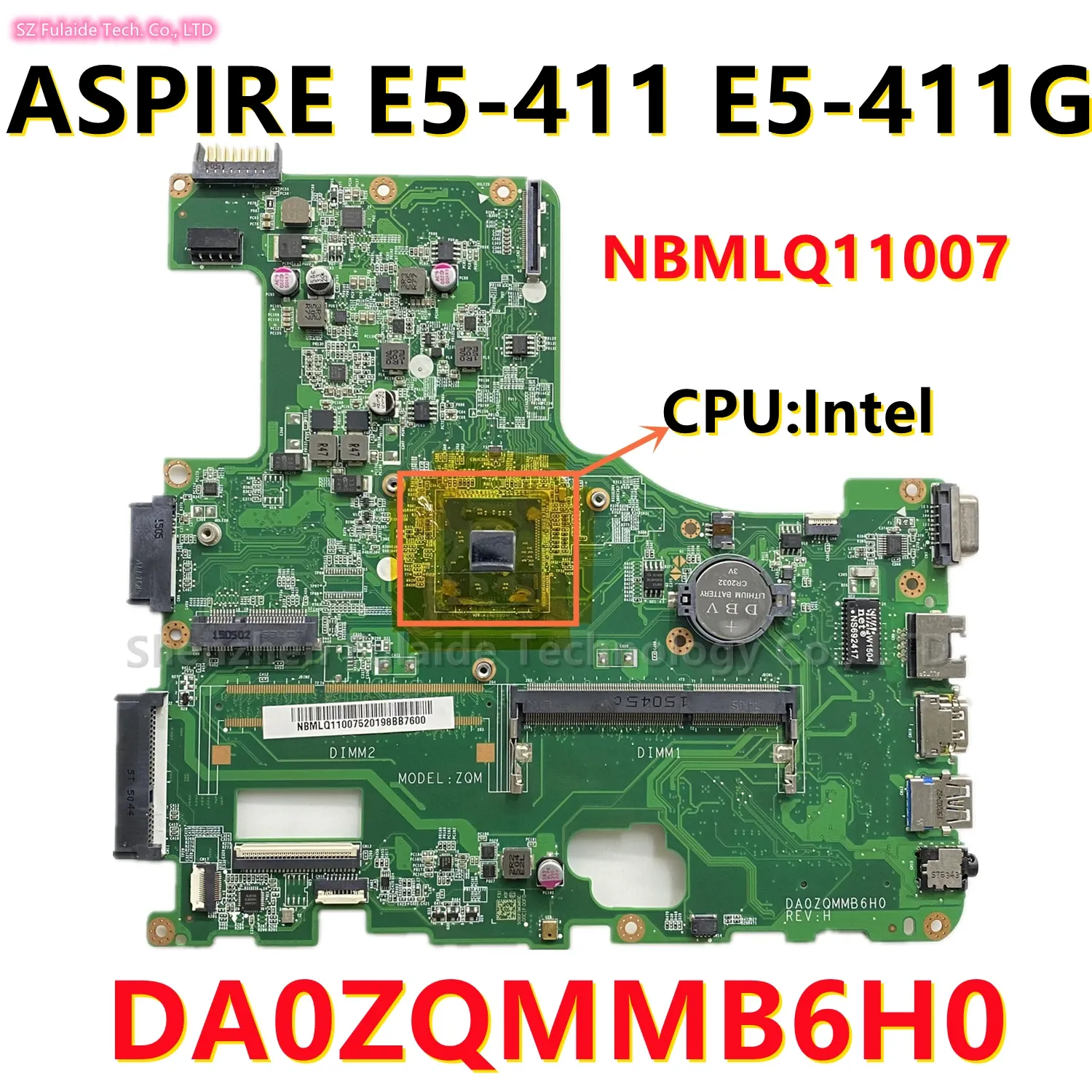 Acer Aspire E5411 E5411GコアIntel CPU NBMLQ11007 100％テスト済みのマザーボードDA0ZQMMB6H0