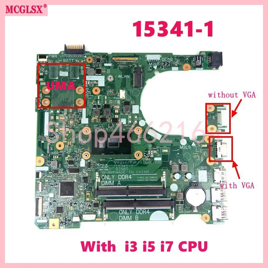 Carte mère 153411 avec i3 / i5 / i7 CPU UMA Board Main For Dell Inspiron 15 3567 3467 14 3568 3578 Branche mère à 100% Tested OK