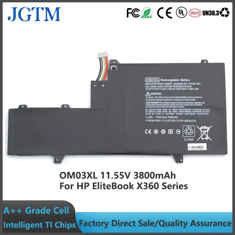 Batterijen JGTM Laptop Batterij Lithium Ion Batterij Prijs OM03XL 11.55V 3800MAH VOOR HP ELITEBOOK X360 1030 G2 HSTNNIB7O