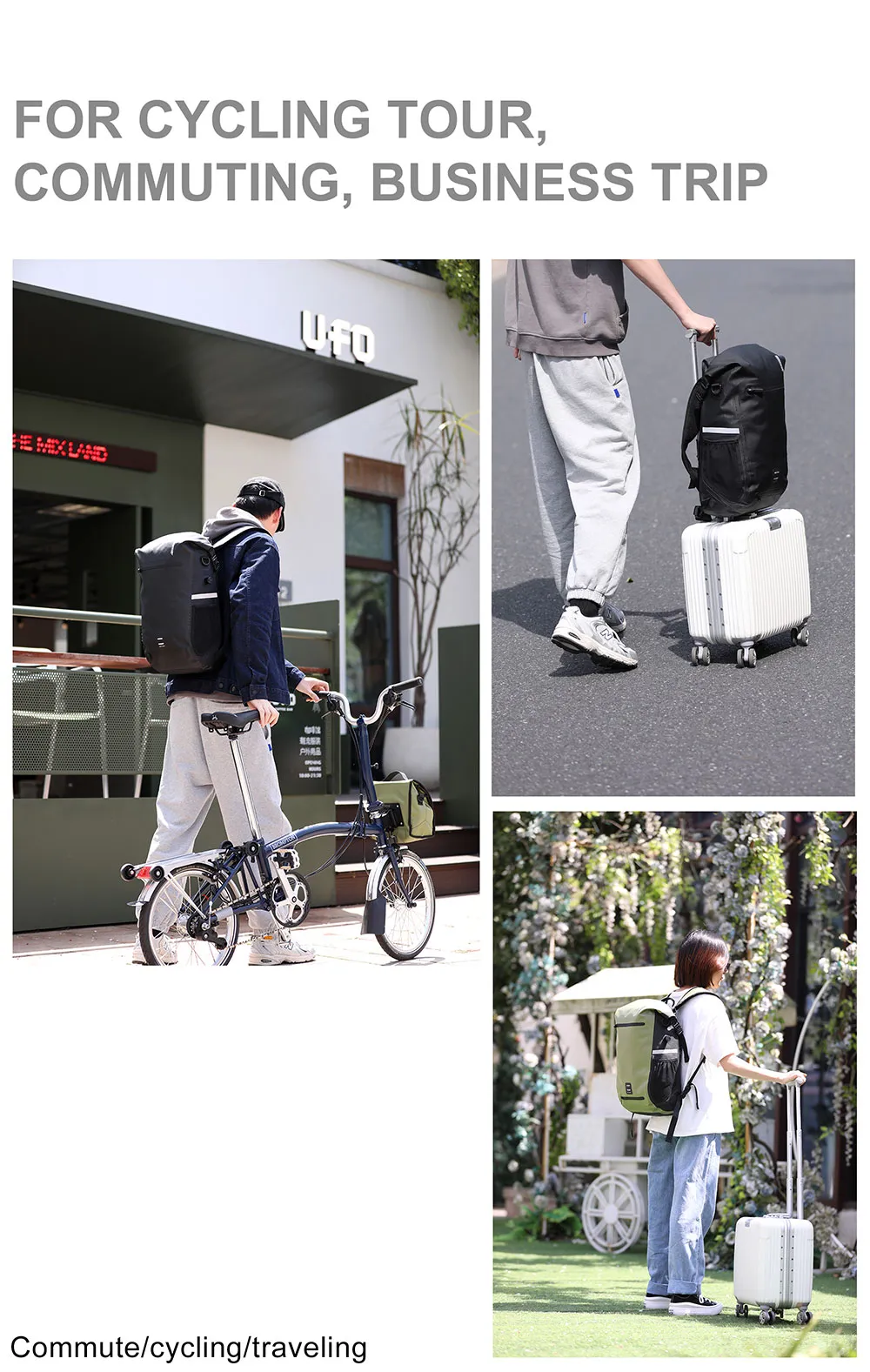 Backpack Rack Bike Rhinowalk 22L Waterproof Bike Pannier travel backpack with Rear Rack ...