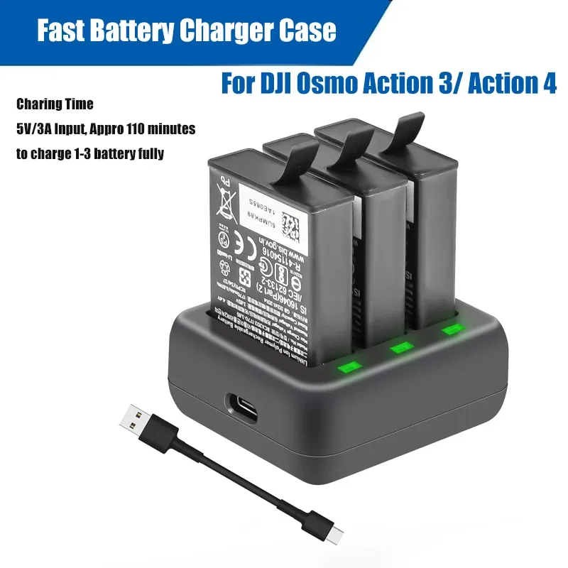 Accessories Charging Hub For DJI Action 4 Battery Charger Fast Charging Case for Osmo Action 3 Camera Accessories