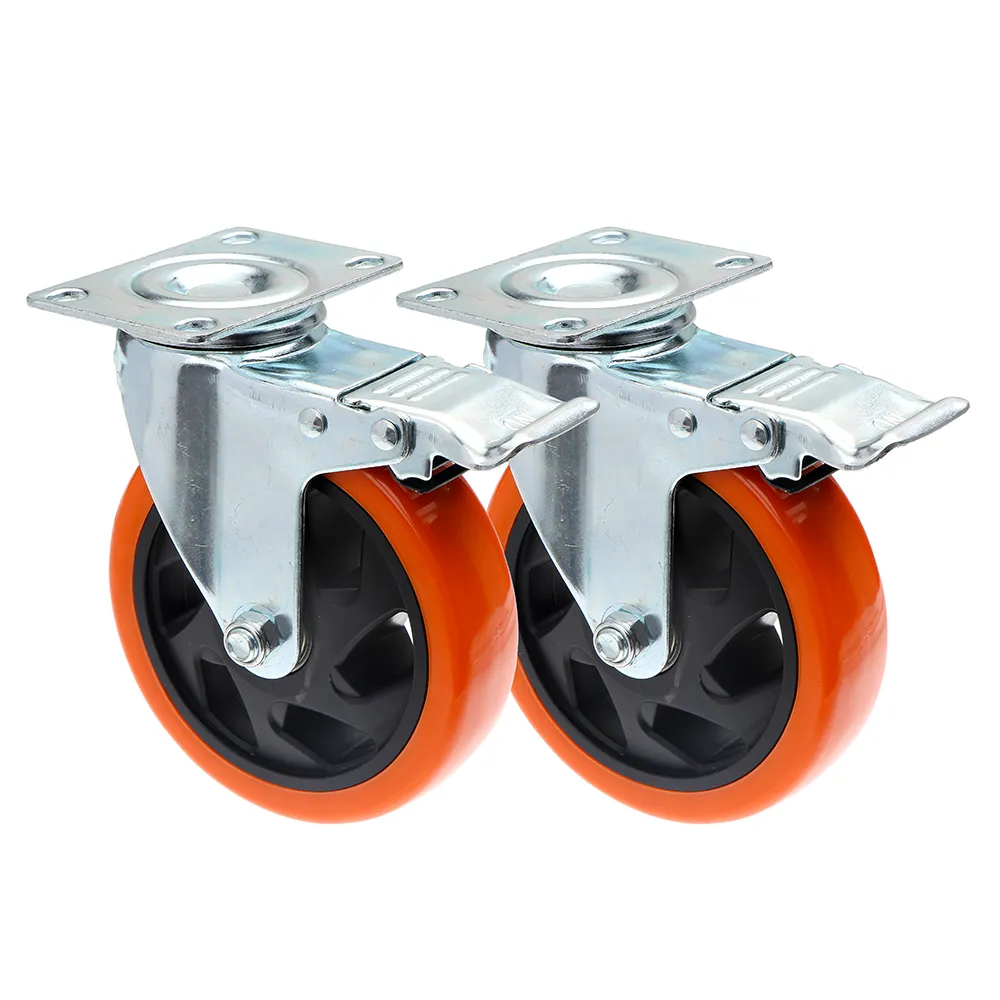 1pcs 4 inch Furniture Caster Wheel with Brake Soft Rubber Swivel Caster Roller Wheel For Heavy Duty Machine Platform Trolley