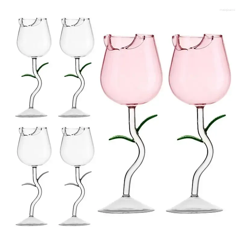 Weingläser kreativer Cocktailglas Rose Form Blütenhitze widerstandsfähiger eleganter Hochzeitstisch Dekoration