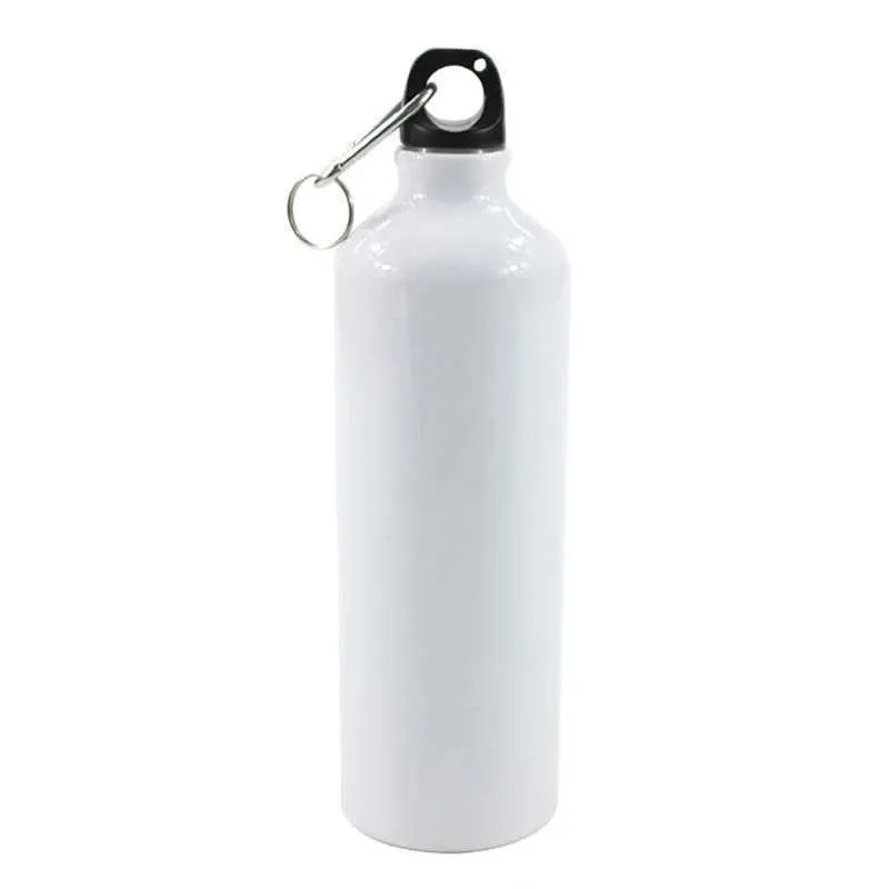 Mokken 400/500/600/750 ml witte blanco sublimatie waterfles met schroef karabijnhaak aluminium buitensporten voor drop verzending 240410