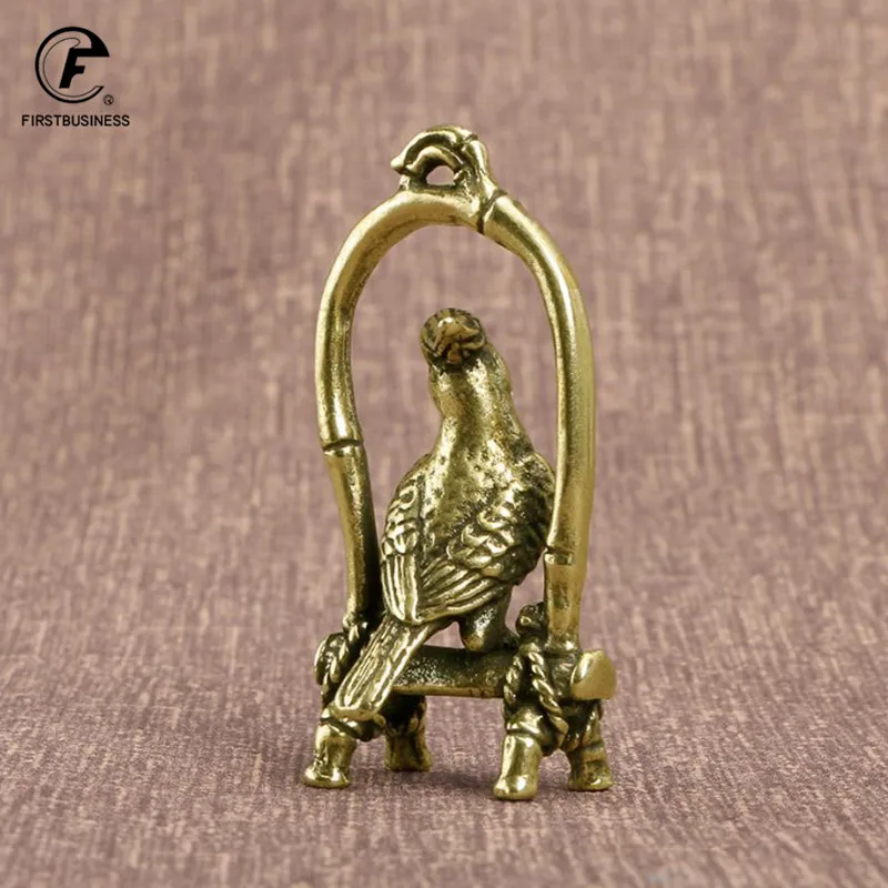 Antichi artigianato di rame uccello gabbia figurine in miniatura ornamenti desktop ornamenti in ottone uccelli animali a sospensione decori