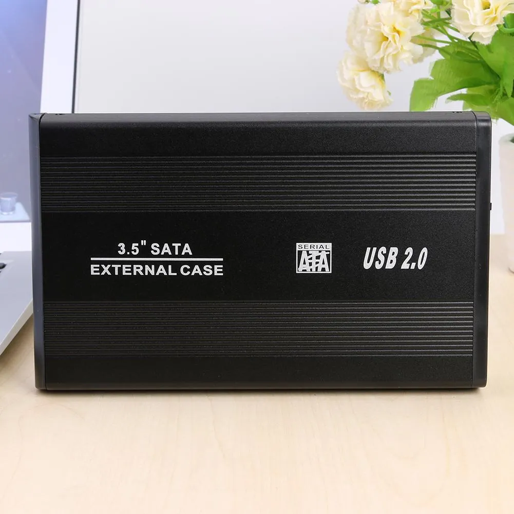3.5 inch Hard Disk Drive Case Adapter SATA to USB3.0 HDD Box External Hard Drive Enclosure with USB Cable for Computer Laptop