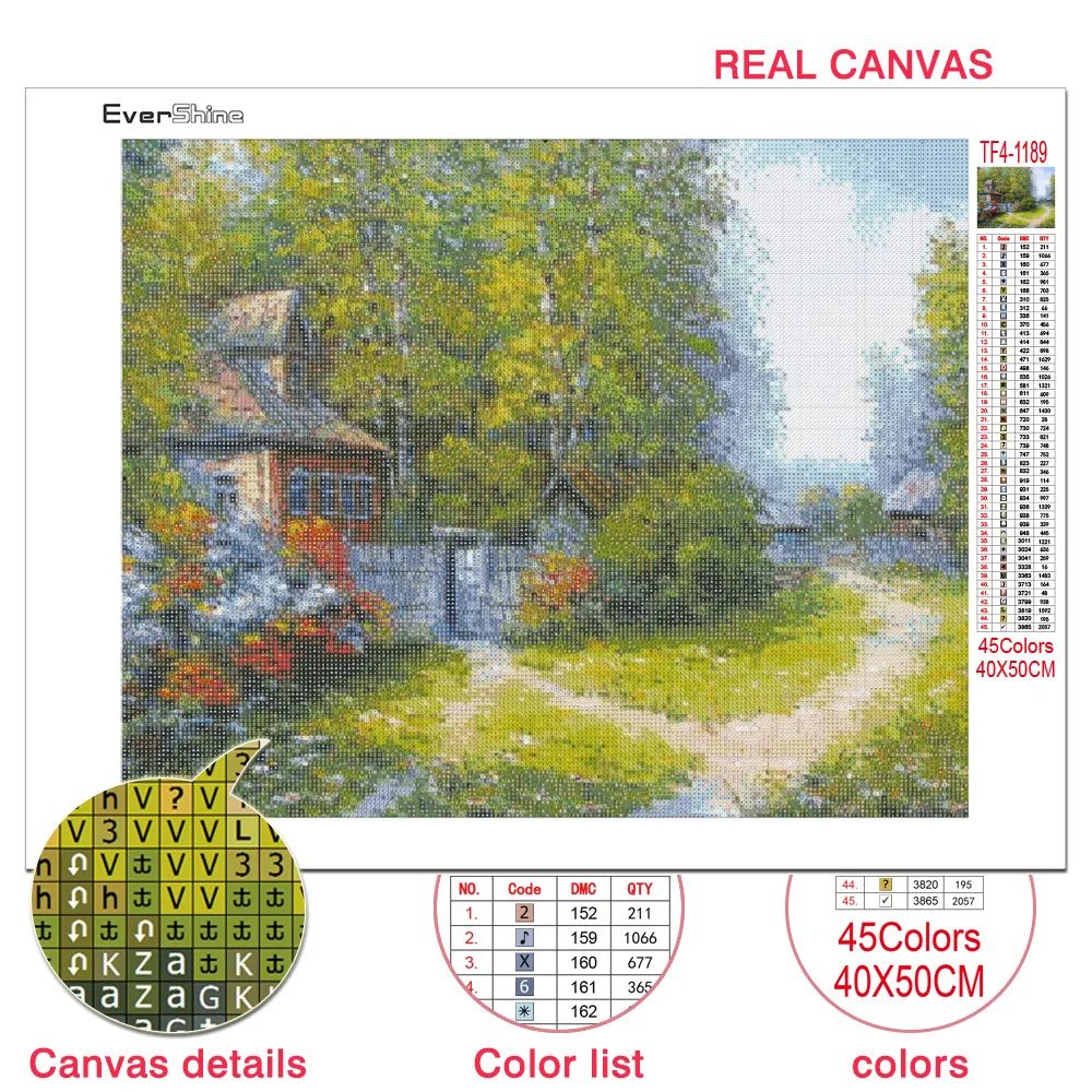 Evershine 5d Diy Diamond Painting House Paysage complet carré rond Diamant Mosaic Village Broderie Kits de printemps décor