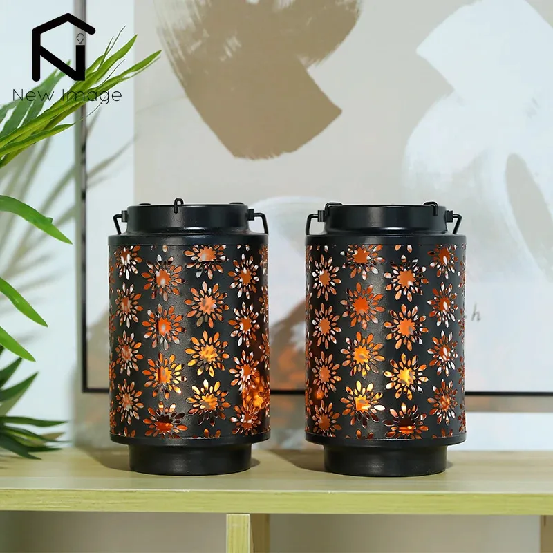 2 Pack Nordic Flower Hollow Wrought Iron Candle Holder Creative Black Aromatherapy Candle Cup Home Decoration Ornaments 240408