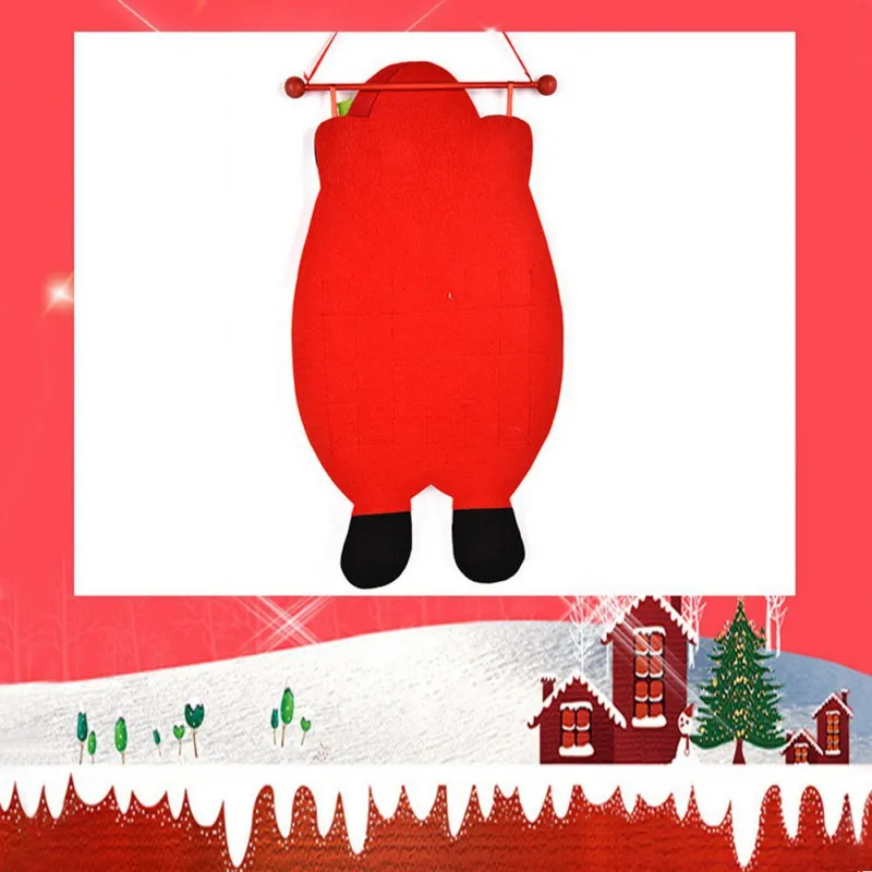 Santa Claus Snowman Elk Adventy Calendário com bolsos 24 dias pendurando o calendário de feltro de contagem regressiva de Natal para decoração de casa interna